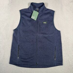 LL Bean Vest Mens Large Blue Sweater Fleece Full Zip Outdoor Slightly Fitted New